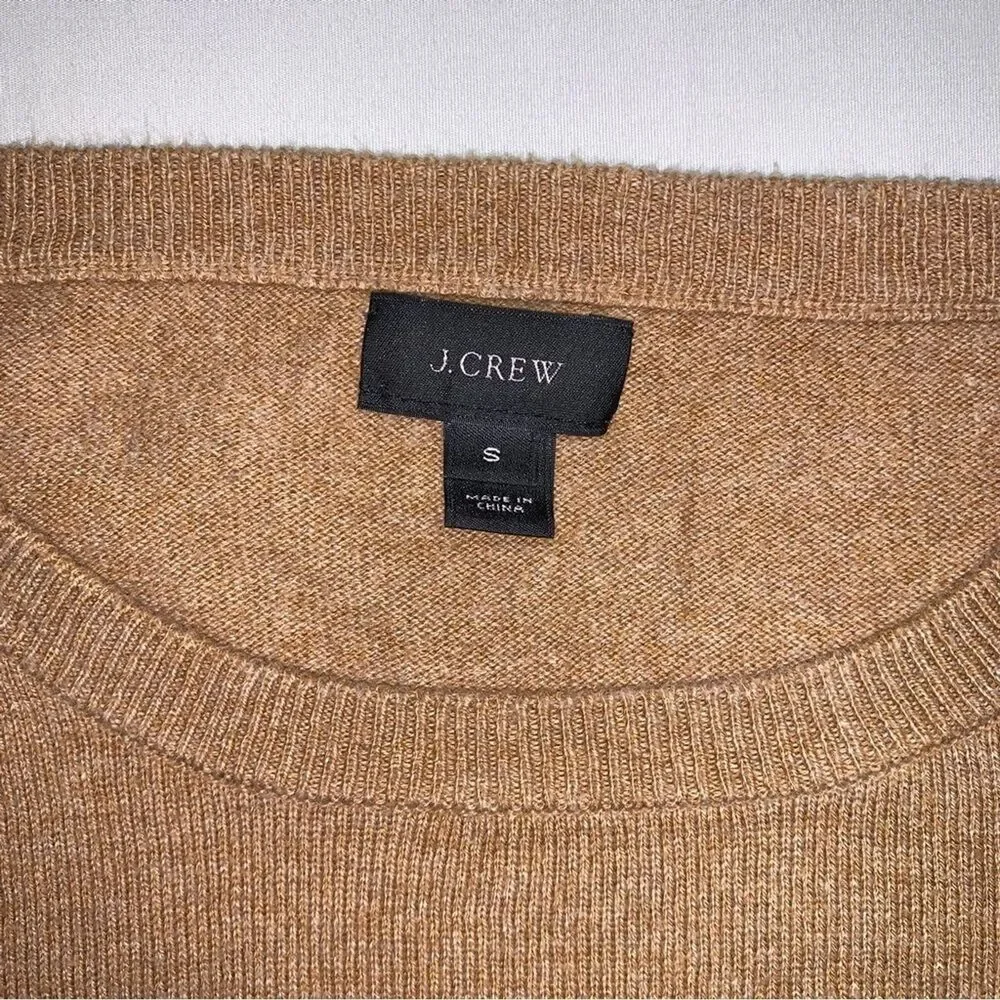 J CREW Cotton Sweater Men's Small Tan Brown Soft Knit Fall Crewneck Pullover